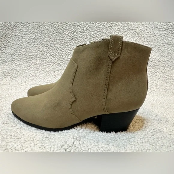 Old Navy Olive Faux-Suede Ankle Boots - Picture 2 of 15